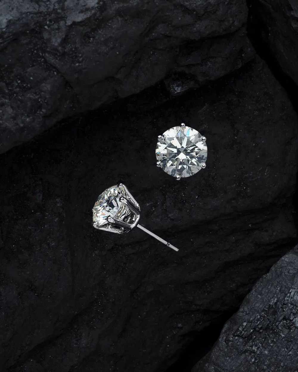 Boucles d'oreilles diamant, éclat rapproché